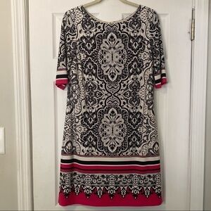 ELIZA J Black White and Pink Shift Dress